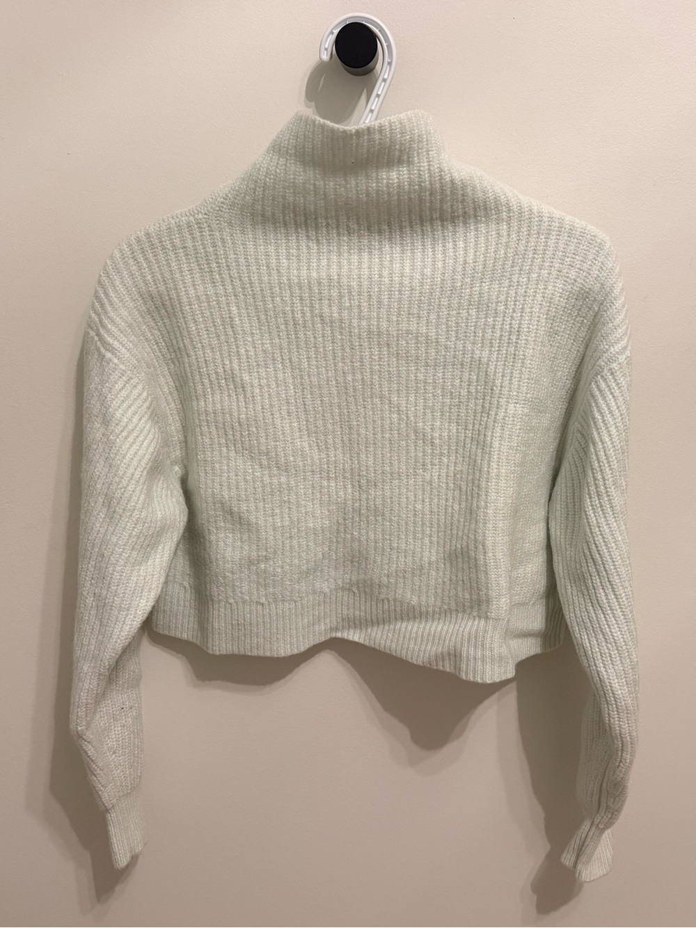 Wilfred Cropped Mock Neck Ribbed Sweater in Light Mint